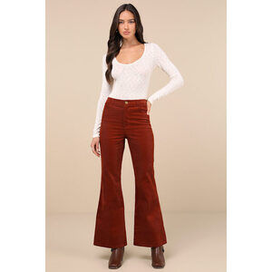 NWT Rust Corduroy Flare Pants | Retro 70s Bell Bottoms